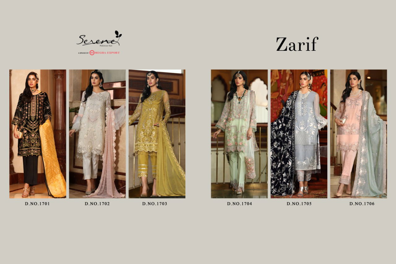 Serene Zarif Faux Latest Fancy Festive Wear Georgette Heavy Embroidery Work Pakistani Salwar Suits Collection
